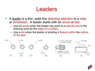 Engineering Drawing Leader Text Chapter 3 explanation for Dimensioning.ppt