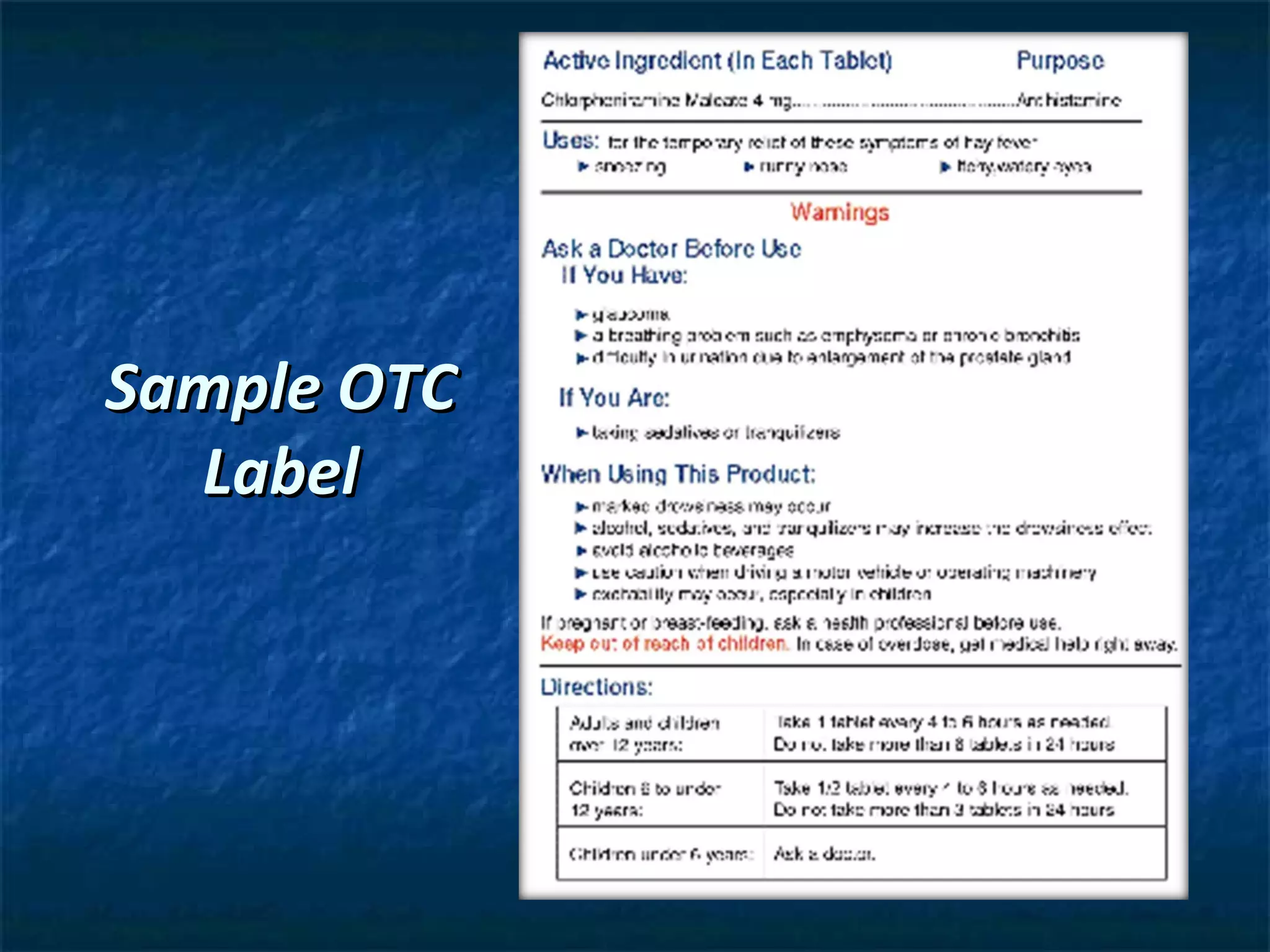 Sample OTC
  Label
 