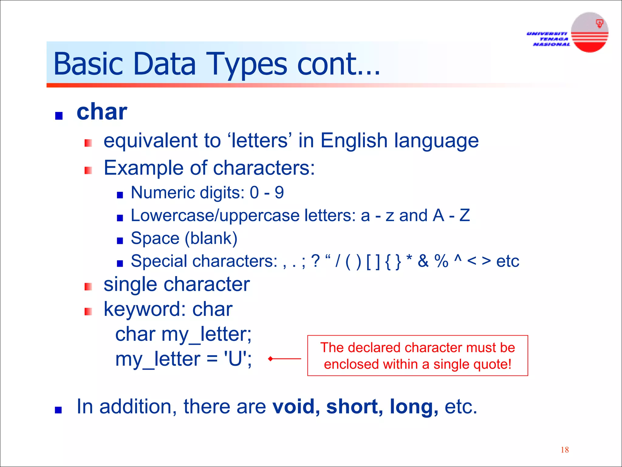Fundamental of C Programming Language and Basic Input/Output Function | PPT