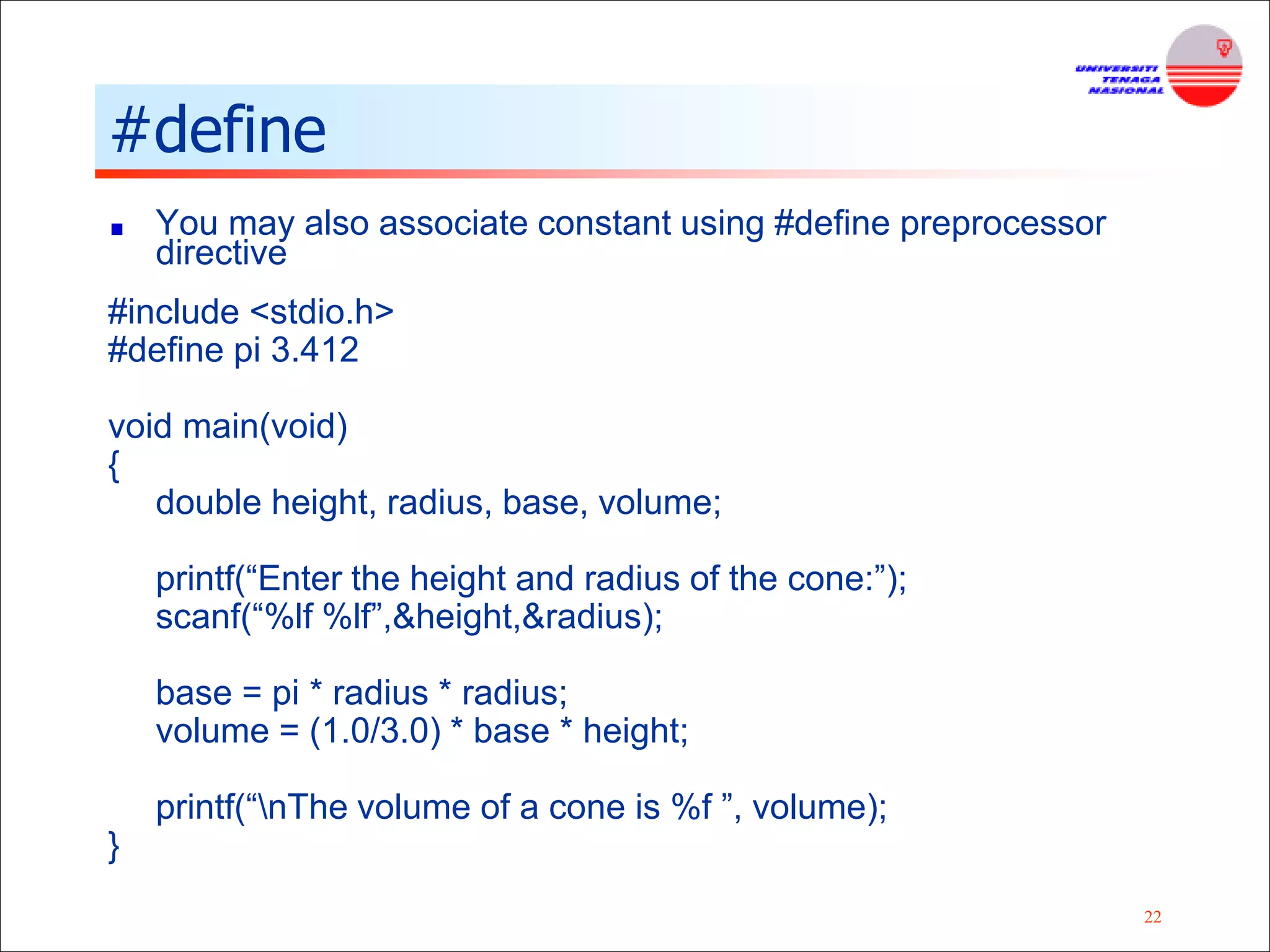 Fundamental of C Programming Language and Basic Input/Output Function | PPT