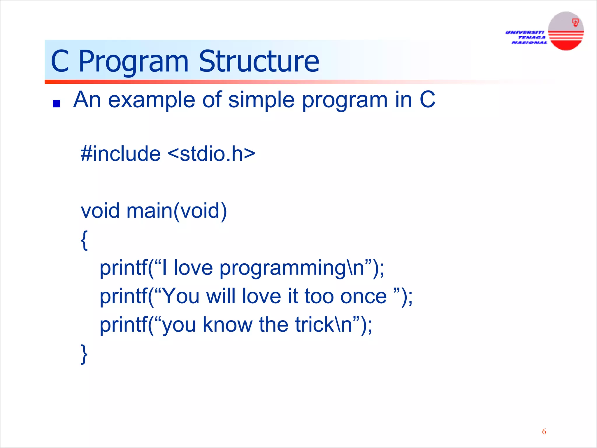 Fundamental of C Programming Language and Basic Input/Output Function | PPT