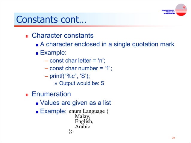 Fundamental of C Programming Language and Basic Input/Output Function | PPT