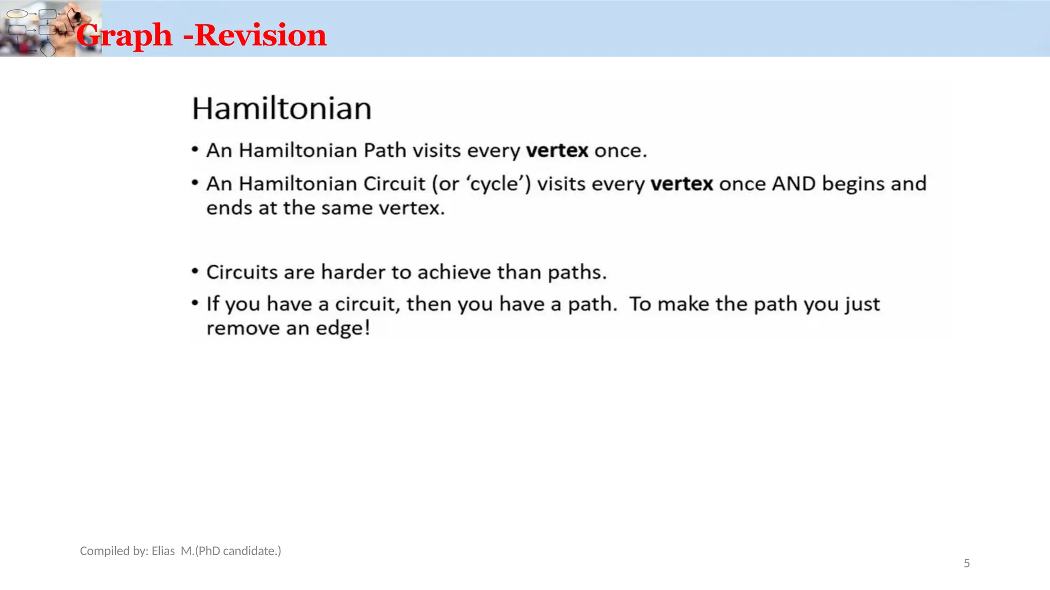 Graph -Revision
Compiled by: Elias M.(PhD candidate.)
5
 