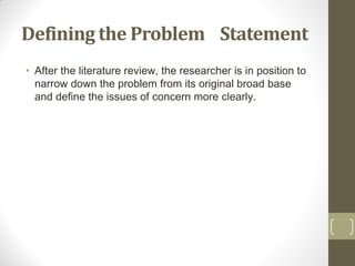 Chapter 3 The Research Process: The broad problem area and defining the ...