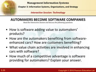 Chapter 3 information systems organizations and strategy | PDF