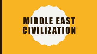 MIDDLE EAST
CIVILIZATION
 