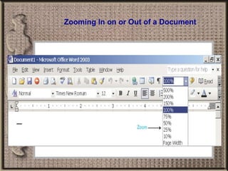 Zooming In on or Out of a Document 