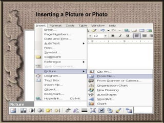 Inserting a Picture or Photo 