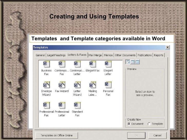 using a template in word