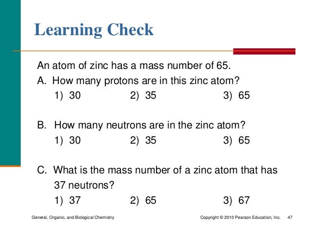How many protons are in a zinc atom?