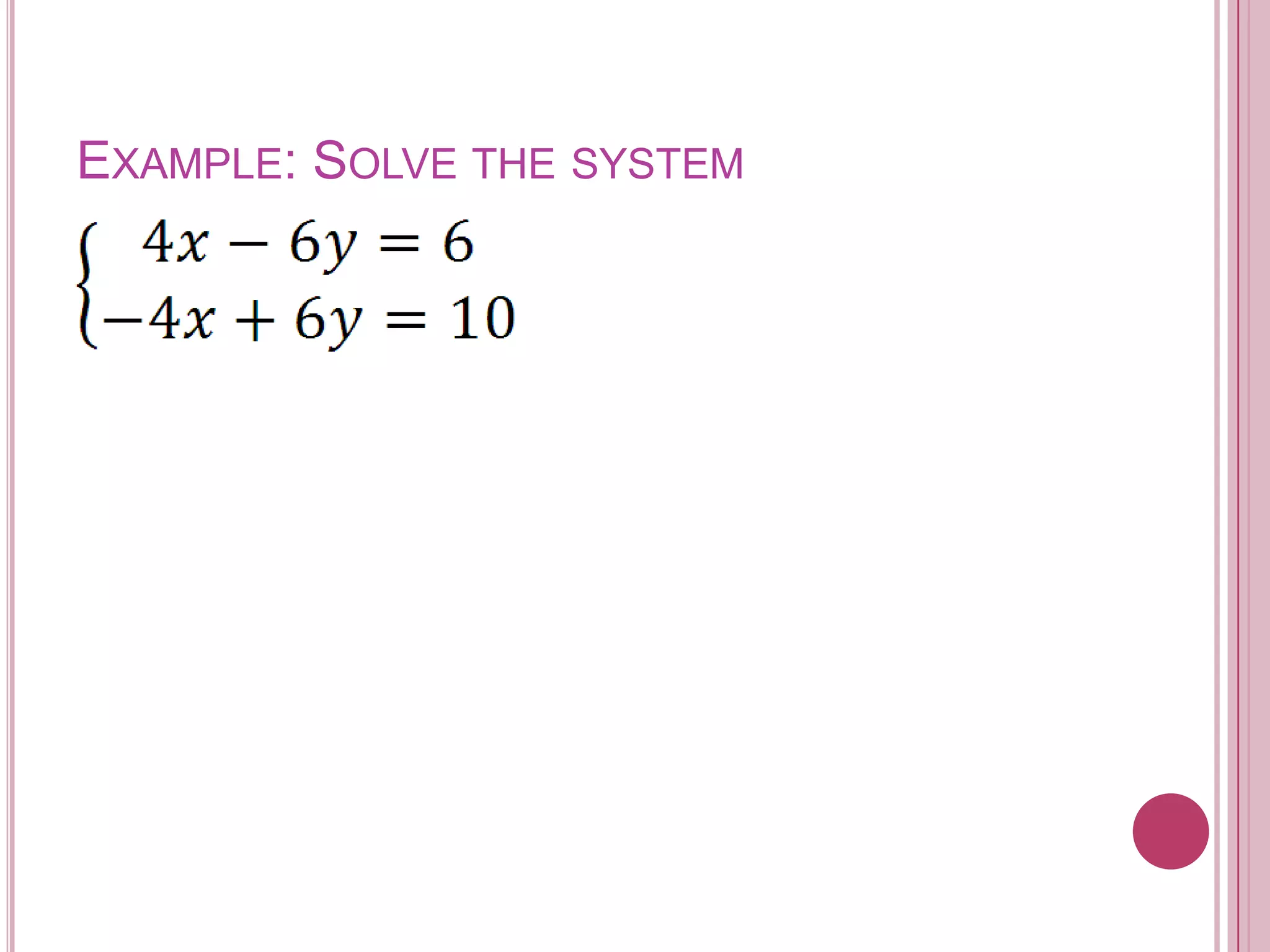 Example: Solve the system