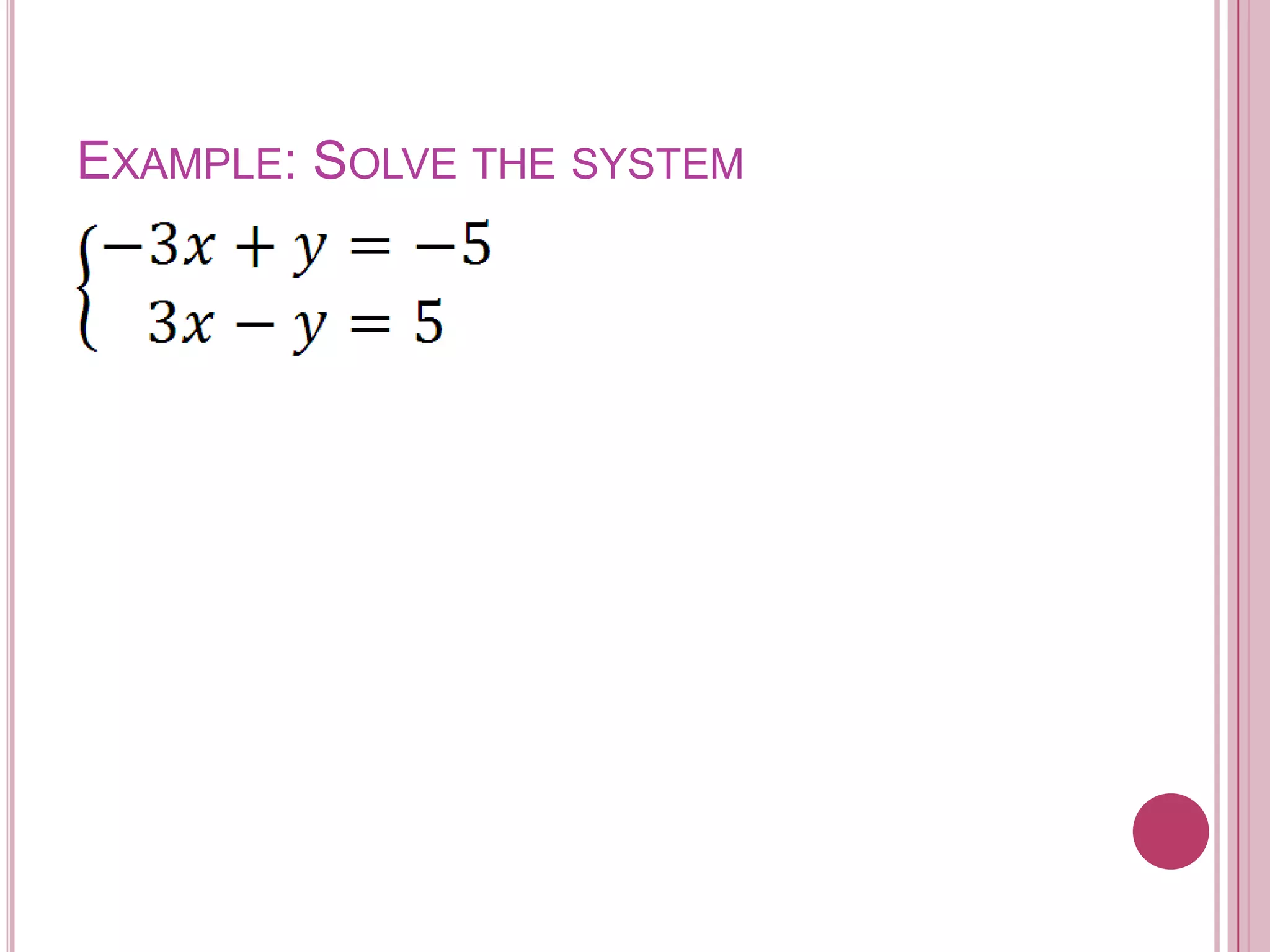 Example: Solve the system