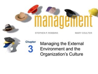 STEPHEN P. ROBBINS MARY COULTER
Managing the External
Environment and the
Organization’s Culture
Chapter
3
 