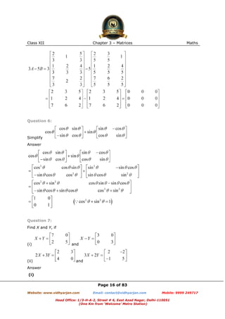 Matrices Chapter Chapter 3 matrices | PDF