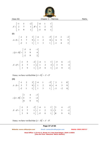 Matrices Chapter Chapter 3 matrices | PDF