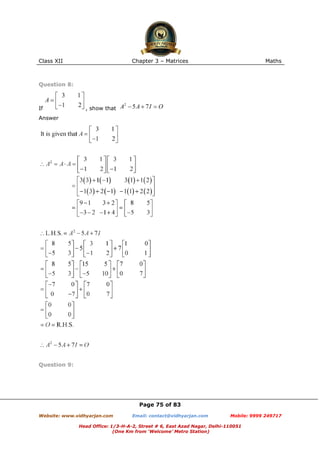 Matrices Chapter Chapter 3 matrices | PDF