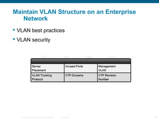 Maintain VLAN Structure on an Enterprise
   Network
 VLAN best practices
 VLAN security




   © 2006 Cisco Systems, Inc. All rights reserved.   Cisco Public   25
 