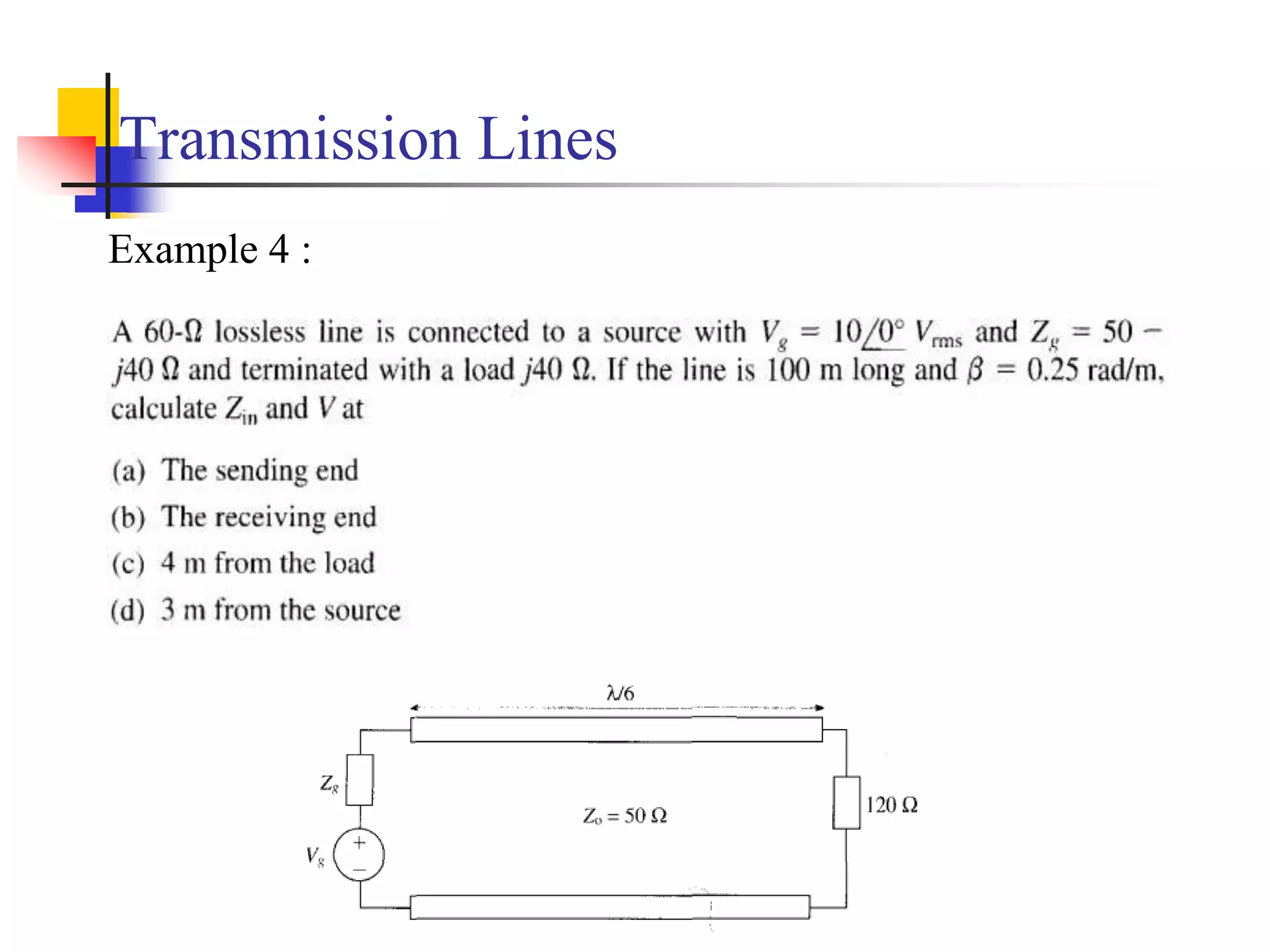 Transmission Lines
Example 4 :
 