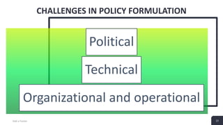 13
CHALLENGES IN POLICY FORMULATION
Add a Footer 13
Political
Technical
Organizational and operational
 