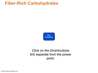 Fiber-Rich Carbohydrates
© 2016 Pearson Education, Inc.
Click on the Diverticulosis
link separate from the power
point.
 