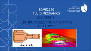 Comprehensive Study of Continuity Equation and Fluid Flow Types in ...