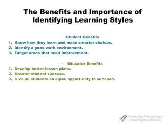 Activity AnswersOptions for answers:Interactive/Imaginative LearnersReader and Listener/Analytical LearnersSystematic / Common Sense LearnersIntuitive/ Dynamic LearnersWhat type learns by watching, listening and sharing ideas? AWhat type is excellent at remembering facts and details? BWhat type learns better by themselves? CWhat type learns best through trial and error? DWhat type learns best by reading and hearing new ideas? BWhat type likes doing and feeling? DWhat type likes to study in a group? AWhat type learns best when they connect to real life situations? C