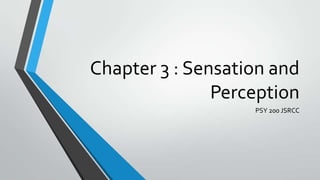 Chapter 3 : Sensation and
Perception
PSY 200 JSRCC
 