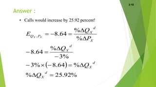 Answer :
• Calls would increase by 25.92 percent!
 
%92.25%
%64.8%3
%3
%
64.8
%
%
64.8,








d
X
d
X
d
X
X
d
X
PQ
Q
Q
Q
P
Q
E XX
3-16
 