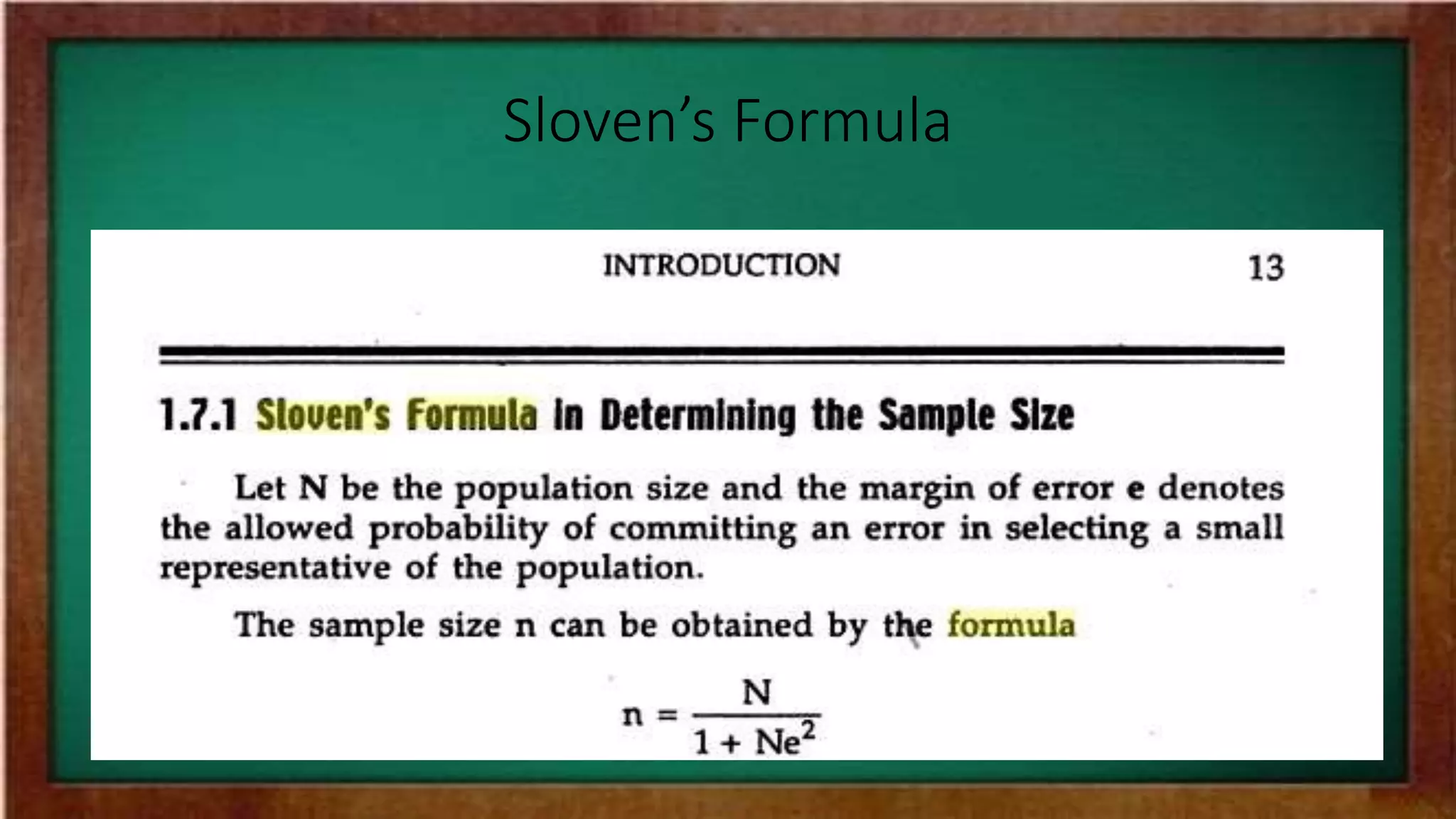 Sloven’s Formula
 