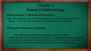what are the parts of chapter 3 research