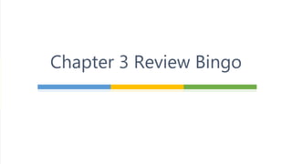 Chapter 3 Review Bingo
 
