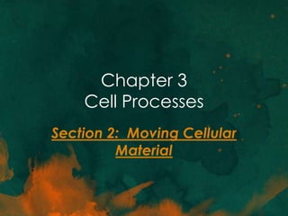 Chapter 3
    Cell Processes
Section 2: Moving Cellular
         Material
 
