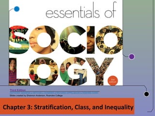 Third Edition
ANTHONY GIDDENS ● MITCHELL DUNEIER ● RICHARD APPELBAUM ● DEBORA CARR
Slides created by Shannon Anderson, Roanoke College

Chapter 3: Stratification, Class, and Inequality

1

 