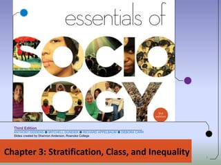 ANTHONY GIDDENS ● MITCHELL DUNEIER ● RICHARD APPELBAUM ● DEBORA CARR
Slides created by Shannon Anderson, Roanoke College
Third Edition
Chapter 3: Stratification, Class, and Inequality 1
 