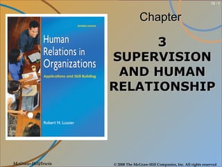 © 2008 The McGraw-Hill Companies, Inc. All rights reserved
12 - 1
ChapterChapter
McGraw-Hill/Irwin
33
SUPERVISIONSUPERVISION
AND HUMANAND HUMAN
RELATIONSHIPRELATIONSHIP
 