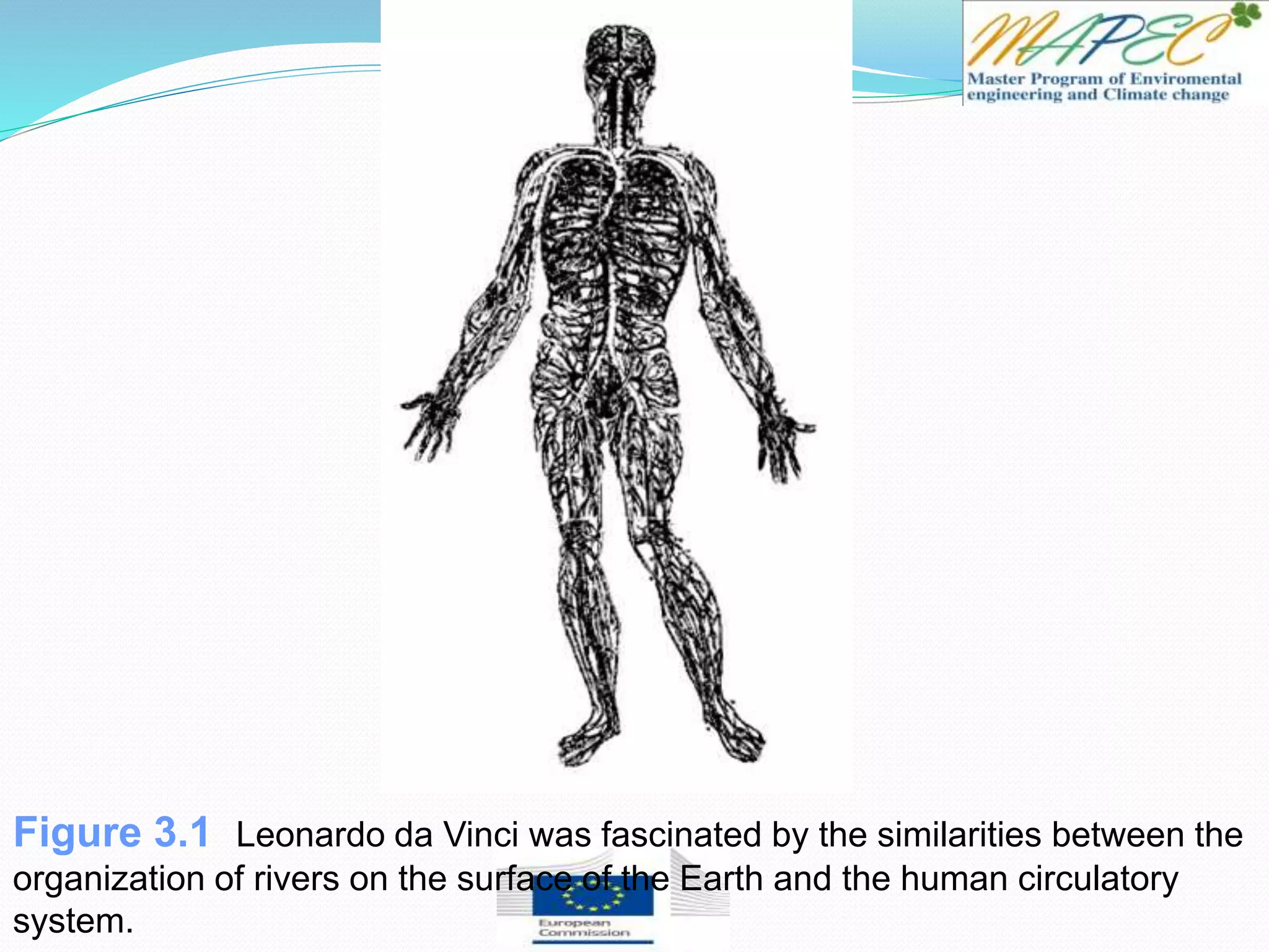 Figure 3.1 Leonardo da Vinci was fascinated by the similarities between the
organization of rivers on the surface of the Earth and the human circulatory
system.
 