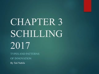 CHAPTER 3
SCHILLING
2017
TYPES AND PATTERNS
OF INNOVATION
By Tati Nabila
 