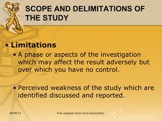 Problems And Limitations Chapter 3-THE RESEARCH PROBLEM | PPT