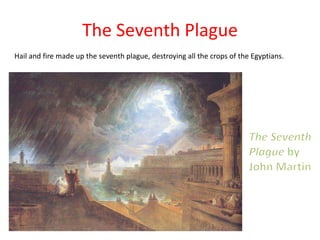 The Seventh Plague
Hail and fire made up the seventh plague, destroying all the crops of the Egyptians.
 