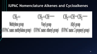 29
IUPAC Nomenclature Alkenes and Cycloalkenes
 