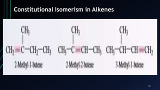 42
Constitutional Isomerism in Alkenes
 