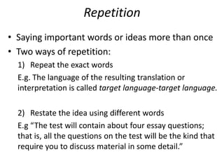 Rep Language Examples Chapter 3 (use language that makes your messages memorable) | PPTX