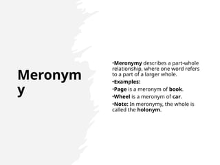 Meronymy Example Chapter 3 Word Meaning and Relationships for teacher .pptx