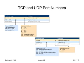 TCP and UDP Port Numbers Ch 4 -  