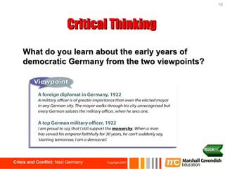 Critical Thinking What do you learn about the early years of democratic Germany from the two viewpoints? Back 