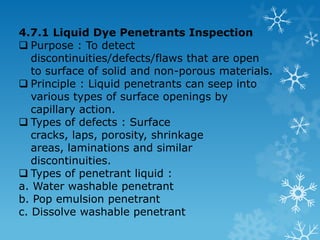 4.5 The Interpretation of Impact Tests The notch impression : i. Causing stress concentration at the notching area ii. Notching lessen the material toughness iii. The impression of notch can be analyze by comparing the energy loss into the notched specimen and un-notched specimen iv. The energy loss are lower for notched specimen The shape of break or fracture of the specimen occurred provides the information below: 1. Brittle metals a clean break with little deformation and little reduction in cross-sectional area at the point of fracture 