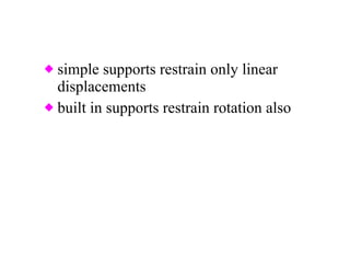 simple supports restrain only linear displacements built in supports restrain rotation also 