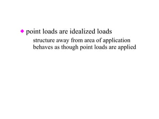 point loads are idealized loads structure away from area of application behaves as though point loads are applied 