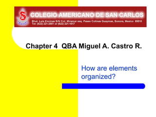 Chapter 4 QBA Miguel A. Castro R.


               How are elements
               organized?
 