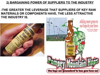 2) BARGAINING POWER OF SUPPLIERS TO THE INDUSTRY

-THE GREATER THE LEVERAGE THAT SUPPLIERS OF KEY RAW
MATERIALS OR COMPONENTS HAVE, THE LESS ATTRACTIVE
THE INDUSTRY IS.
 